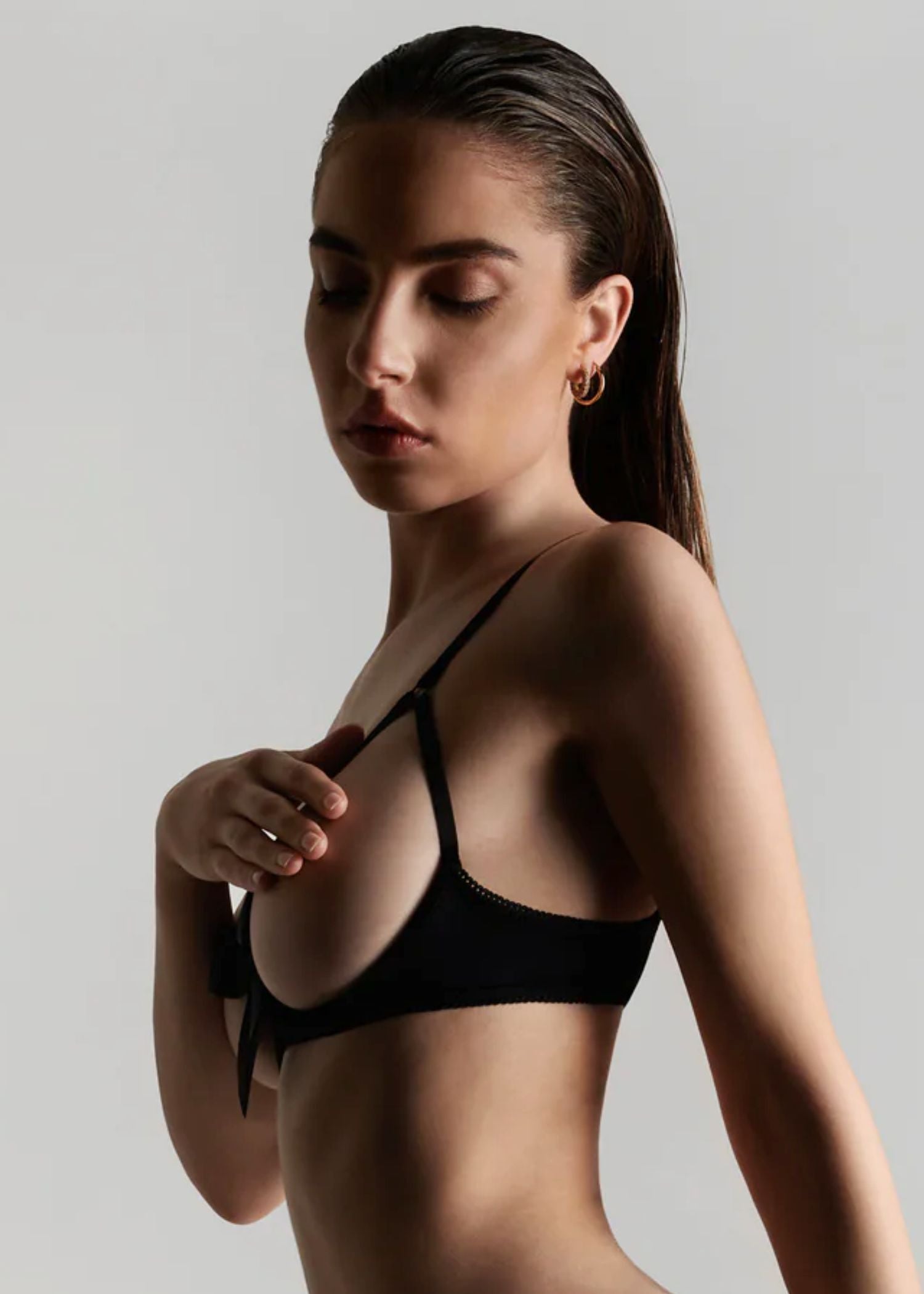 Maison Close Le Petit Secret Cupless Bra with Bow (Black) | Avec Amour Lingerie