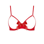 Maison Close Le Petit Secret Cupless Bra with Bow (Red) | Avec Amour Lingerie