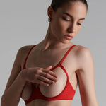 Maison Close Le Petit Secret Cupless Bra with Bow (Red) | Avec Amour Lingerie