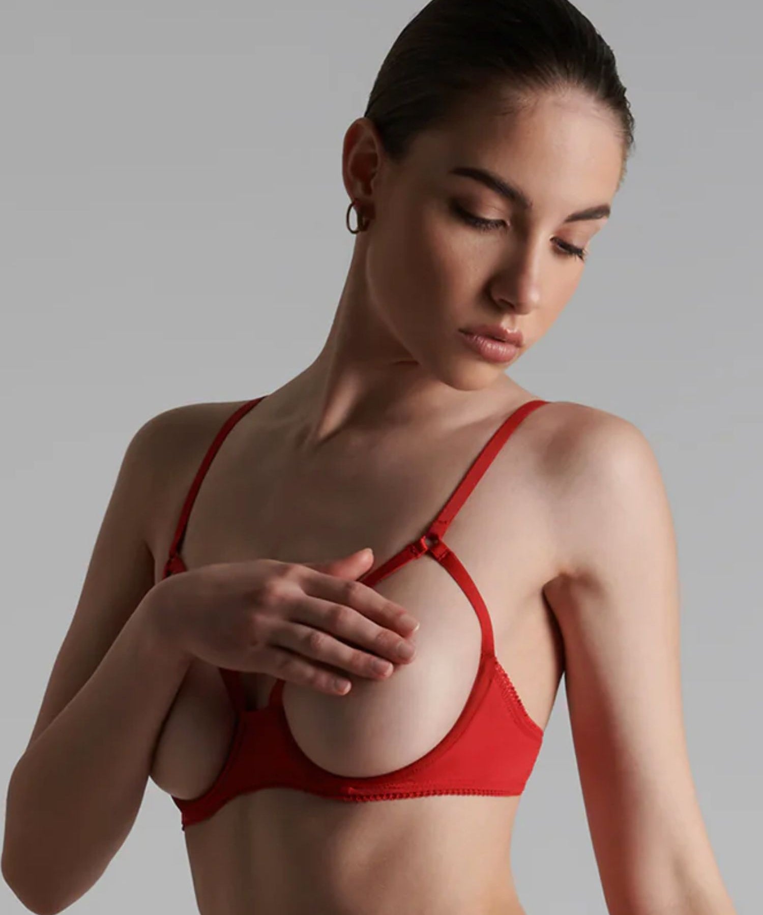 Maison Close Le Petit Secret Cupless Bra with Bow (Red) | Avec Amour Lingerie