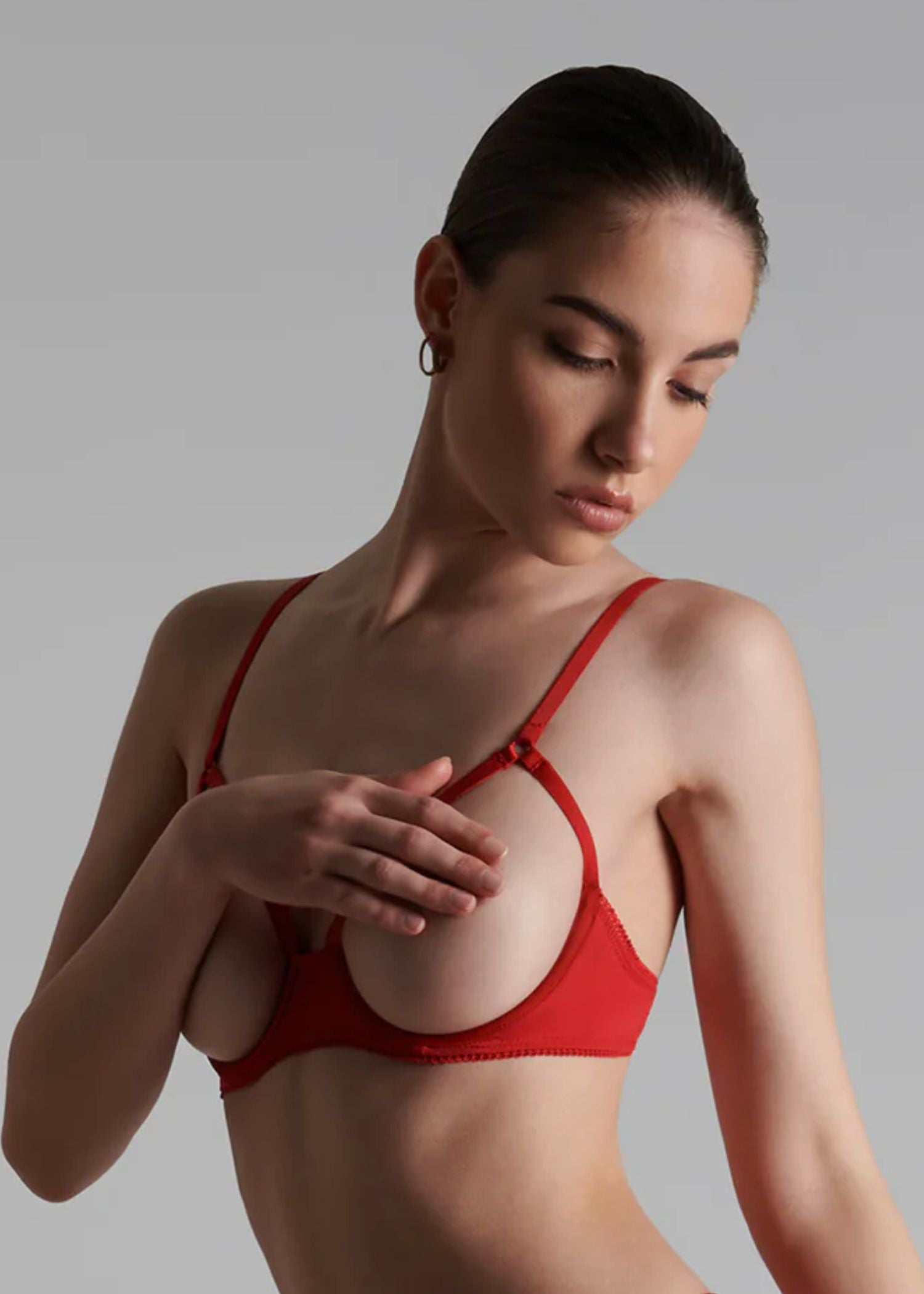 Maison Close Le Petit Secret Cupless Bra with Bow (Red) | Avec Amour Lingerie