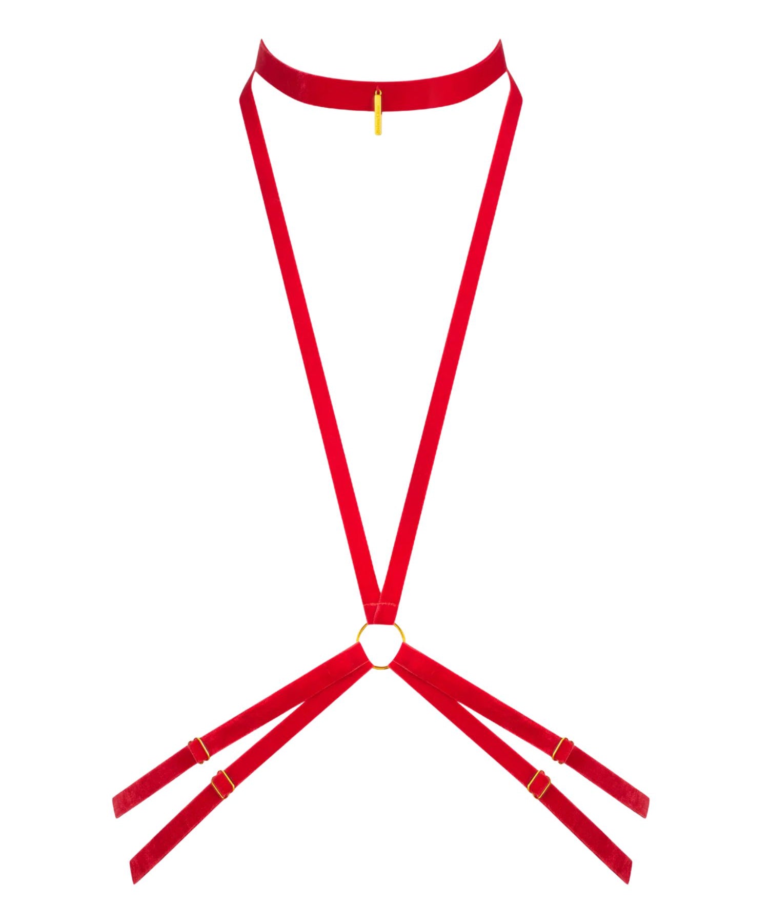 Maison Close Les Fetiches Velvet Body Harness (Red) | Avec Amour Lingerie