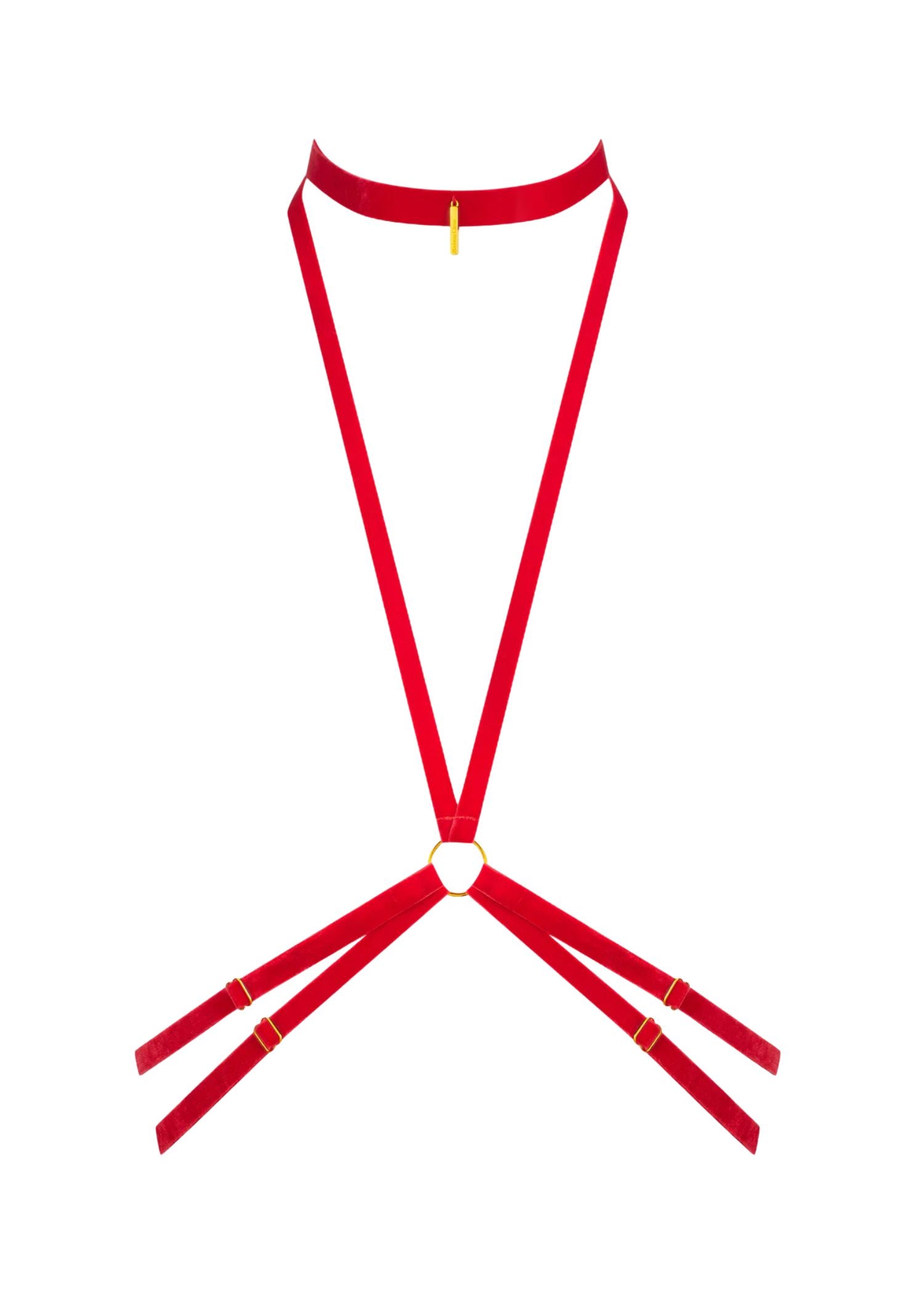 Maison Close Les Fetiches Velvet Body Harness (Red) | Avec Amour Lingerie