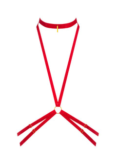 Maison Close Les Fetiches Velvet Body Harness (Red) | Avec Amour Lingerie