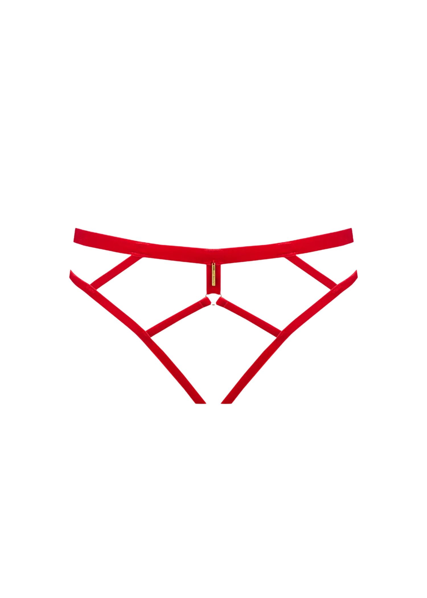 Maison Close Les Fetiches Velvet Open Panty (Red) | Avec Amour Lingerie
