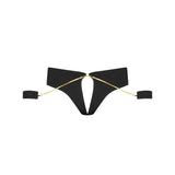 Maison Close Tapage Nocturne Open Tanga with Handcuffs & Chain (Black) | Avec Amour Luxury Lingerie