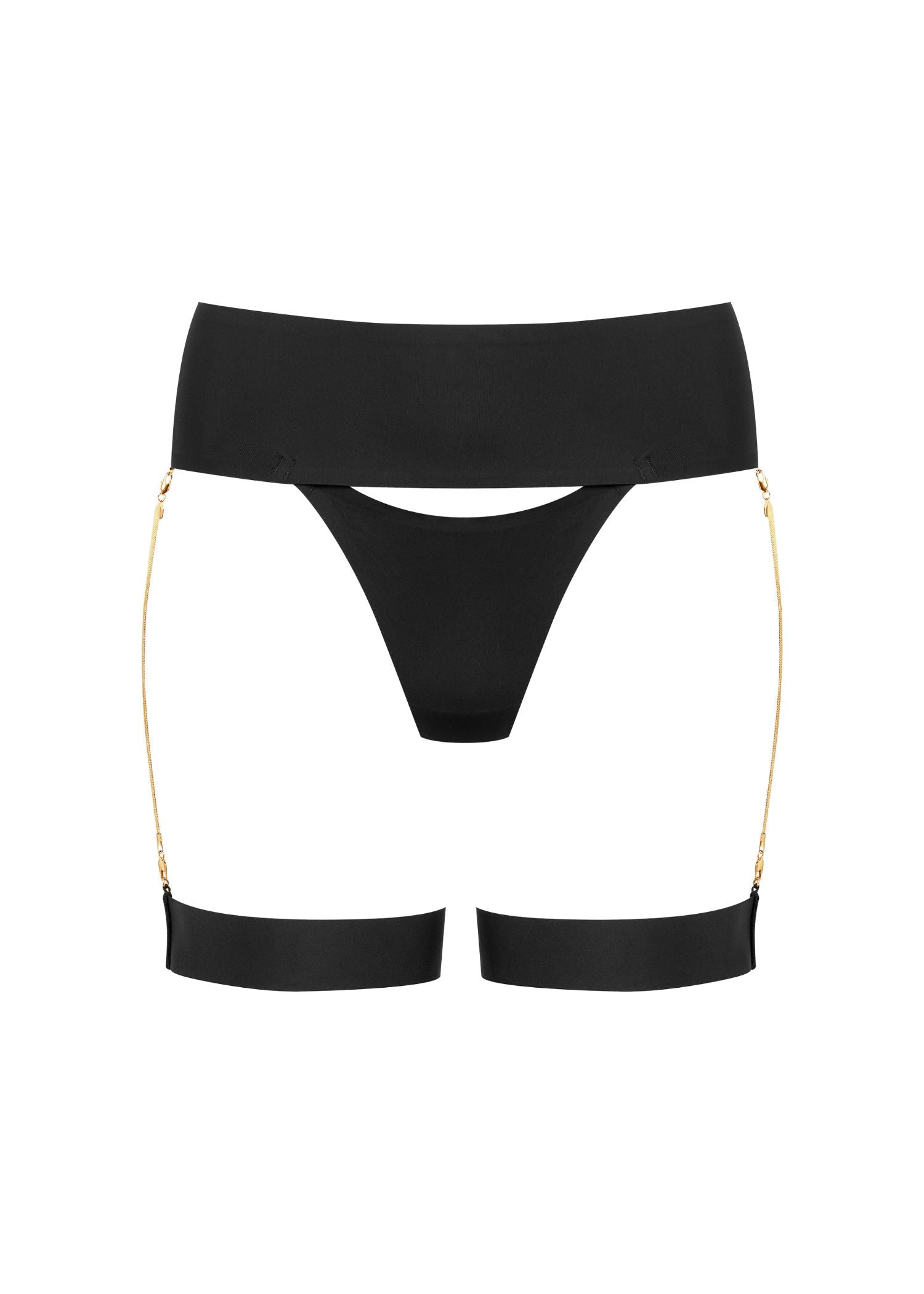 Maison Close Tapage Nocturne Tanga with Garters (Black) | Avec Amour Luxury Lingerie