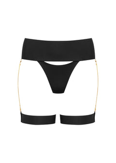Maison Close Tapage Nocturne Tanga with Garters (Black) | Avec Amour Luxury Lingerie
