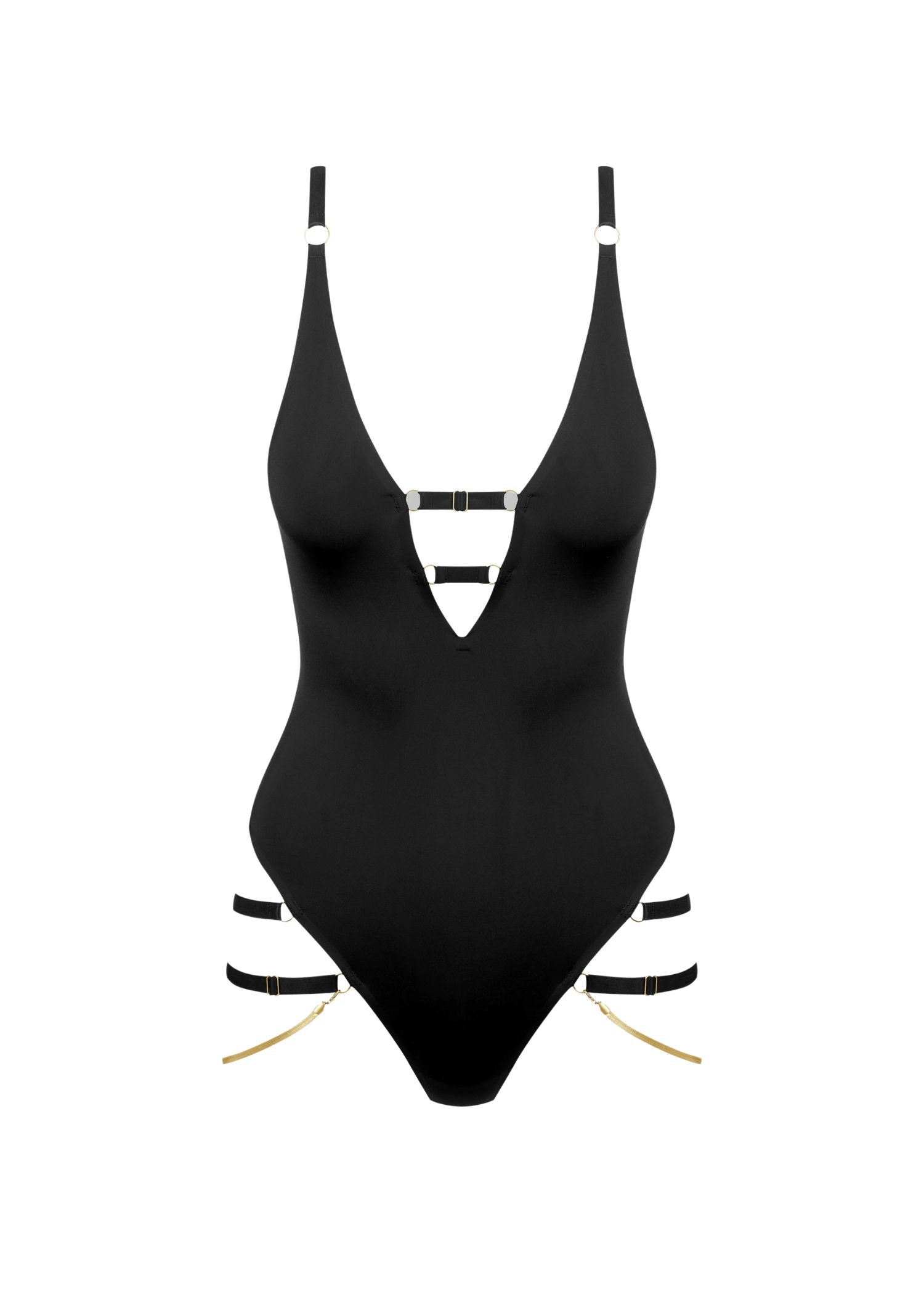Maison Close Tapage Nocturne V Neck Body with Jewelry (Black) | Avec Amour Luxury Lingerie