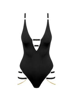Maison Close Tapage Nocturne V Neck Body with Jewelry (Black) | Avec Amour Luxury Lingerie