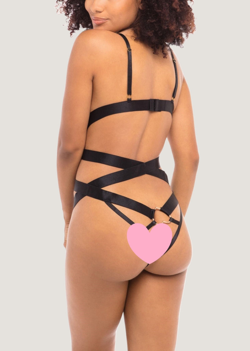 Oh La La Cheri Robynn Black Mesh Teddy Bodysuit - Sexy Lingerie