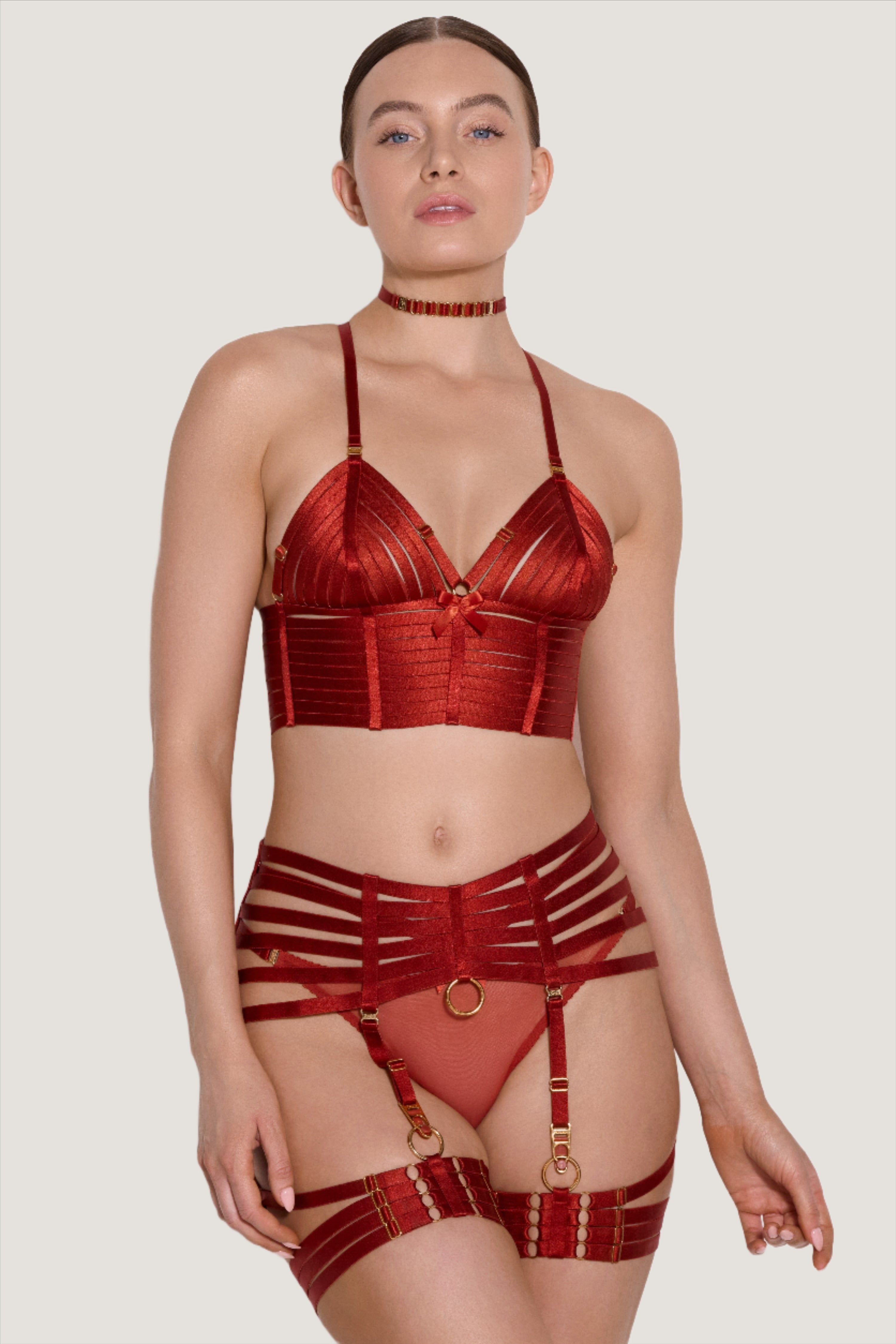 Webbed Suspender (Burnt Red)-Bottoms-Bordelle-AvecAmourLingerie