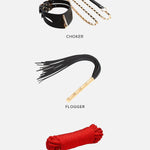 SPANK ME Bondage Gift Set (Medium) | AVAM Molten Choker, AVAM Flogger, Bondage Rope