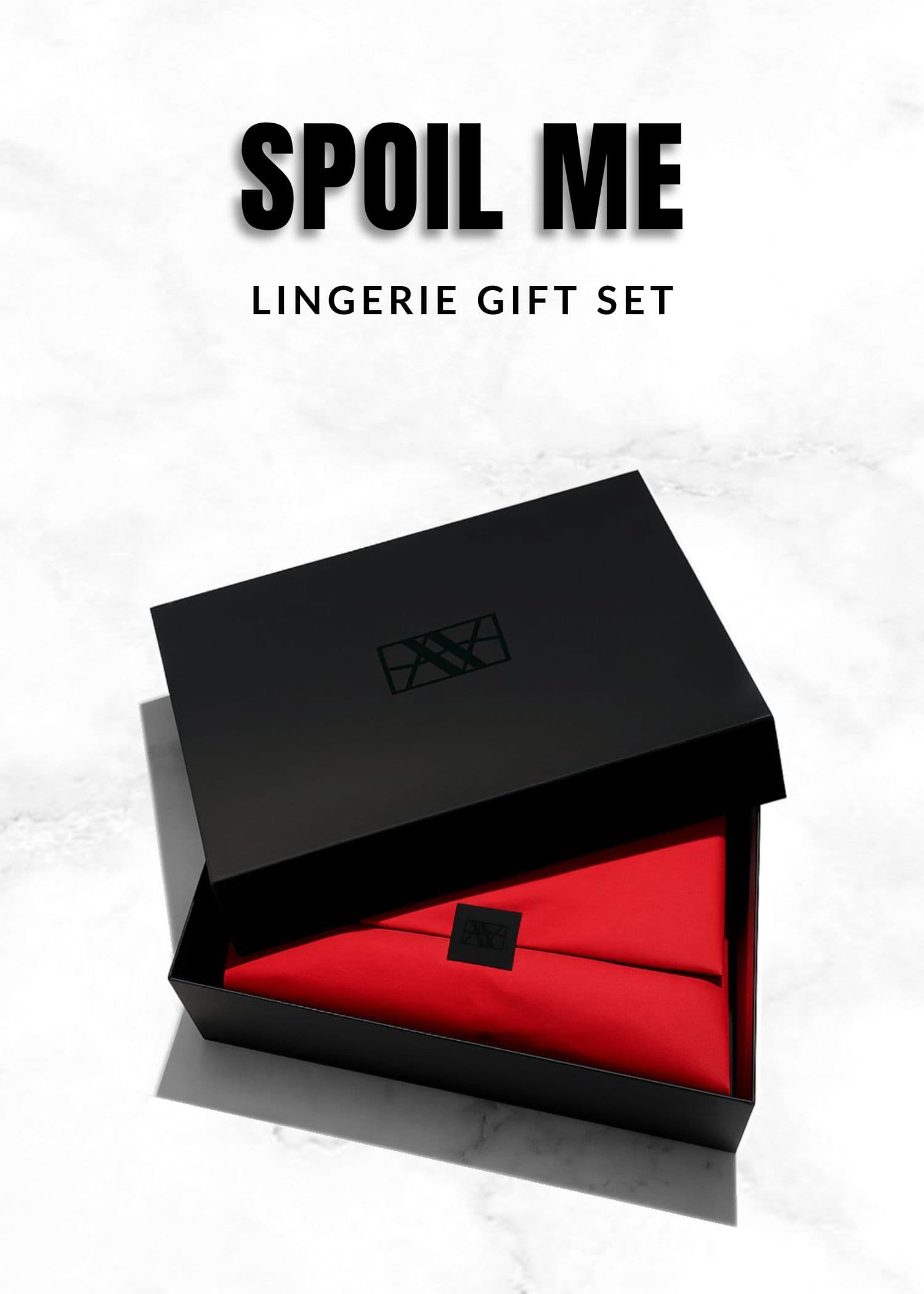 SPOIL ME Lingerie Gift Set (Medium) | AVAM Backless Dress, AVAM DIAMOND Thong, Silk Makeup Pouch