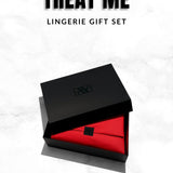 TREAT ME Lingerie Gift Set (Small) | AVAM Deep V Backless Bodysuit, Silk Makeup Pouch