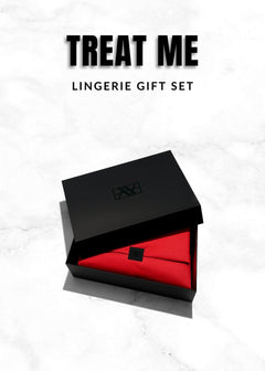 TREAT ME Lingerie Gift Set (Small) | AVAM Deep V Backless Bodysuit, Silk Makeup Pouch