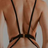 TREAT ME Lingerie Gift Set (Small) | AVAM Deep V Backless Bodysuit, Silk Makeup Pouch