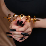 UPKO Finger Bound Play Metal Thumb Cuffs (Gold) | Avec Amour Luxury Lingerie