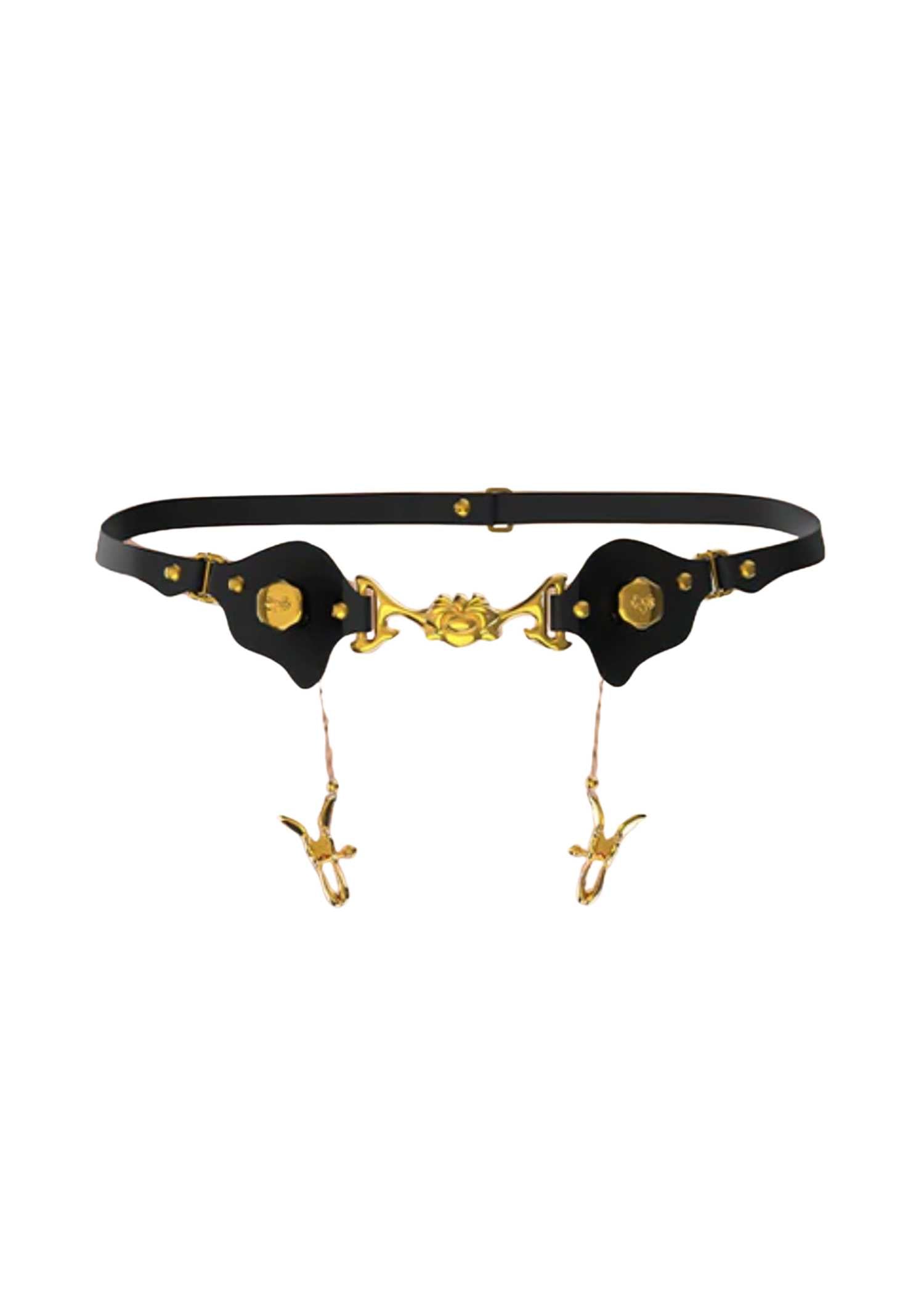 UPKO Mystic Bond Collection Leather Belt with Labia Clamps | Avec Amour Lingerie
