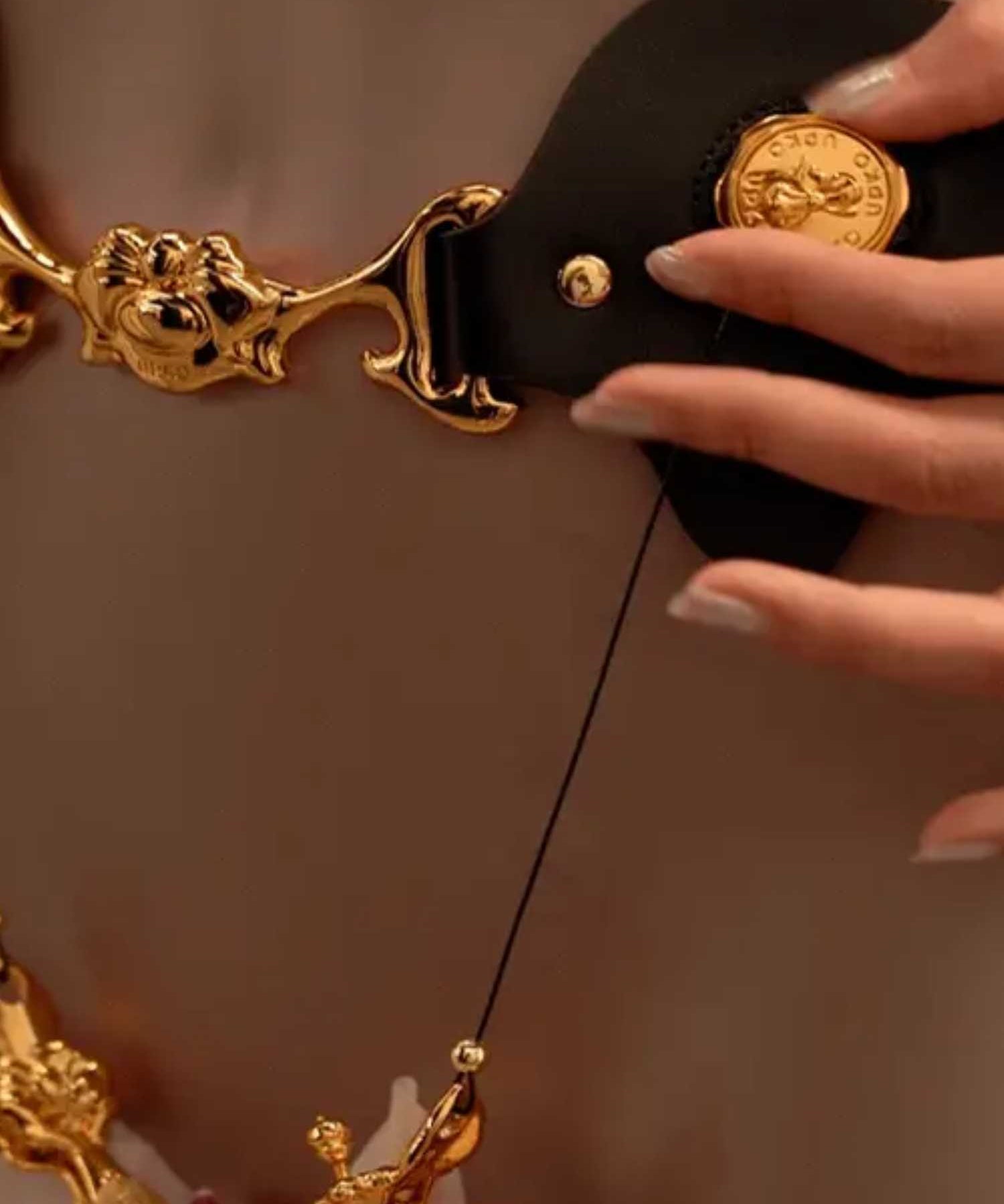 UPKO Mystic Bond Collection Leather Belt with Labia Clamps | Avec Amour Lingerie
