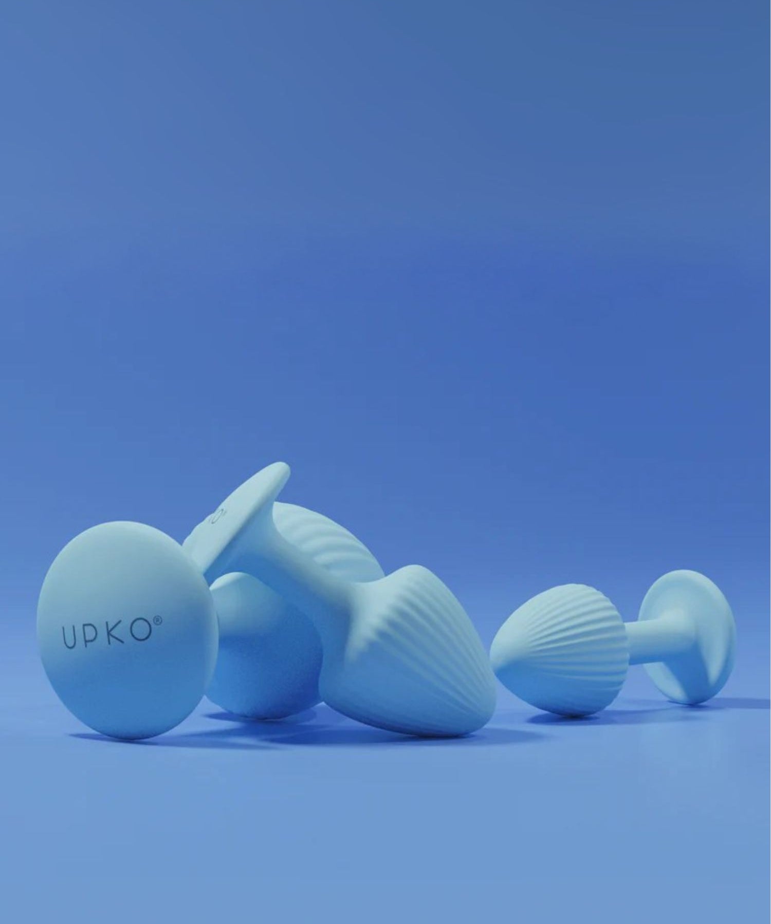 UPKO The Mushroom Butt Plugs Three Piece Set (Light Blue)