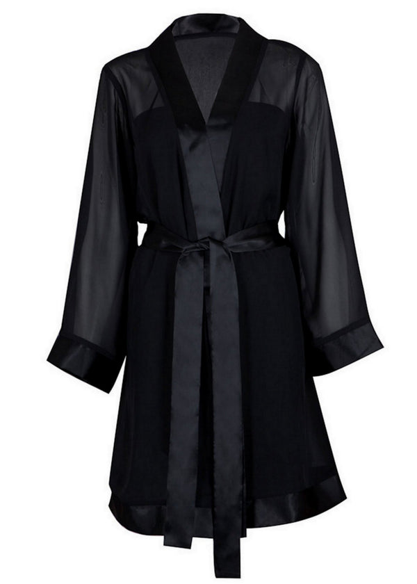 Bluebella Chiffon Kimono (Black) | Avec Amour Lingerie