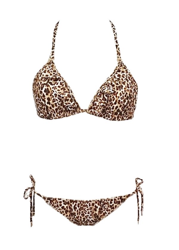 Leopard Triangle Top & String tie bottoms