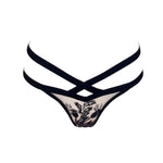 Verona (Black) Embroidered Thong-Bottoms-Thistle & Spire-AvecAmourLingerie
