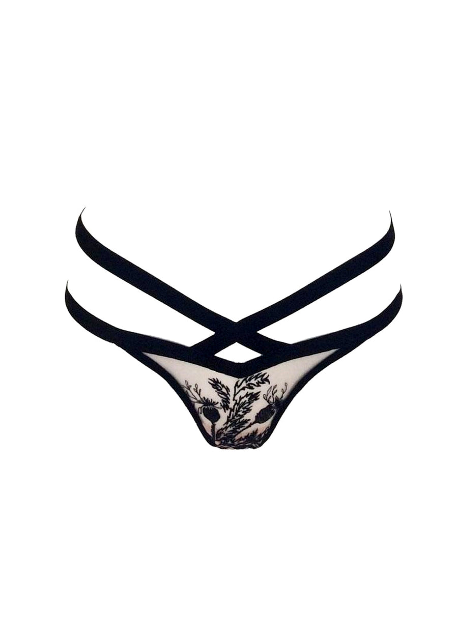 Thistle & Spire Verona (Black) Embroidered Thong