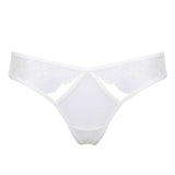 Emerson (Ivory) Lace and Mesh Thong-Bottoms-Bluebella-AvecAmourLingerie