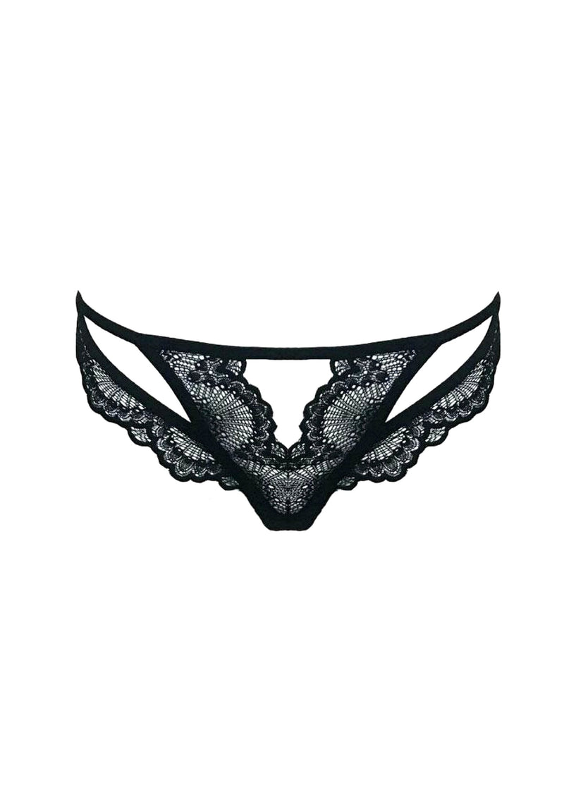 Kane (Black) Cutout Thong-Bottoms-Thistle & Spire-AvecAmourLingerie