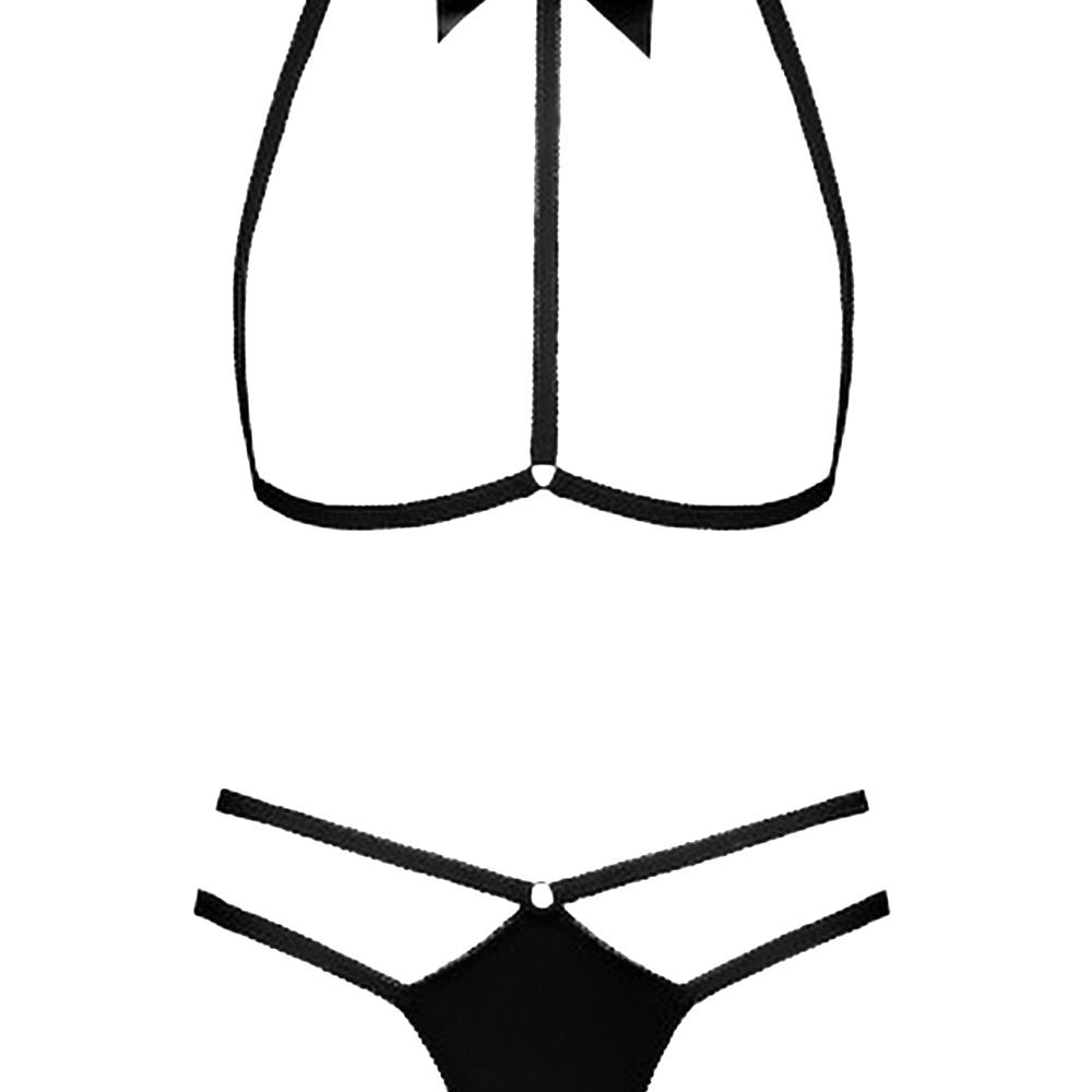 Le Petit Secret (Black) Harness and Thong Set-Bodywear-Maison Close-AvecAmourLingerie