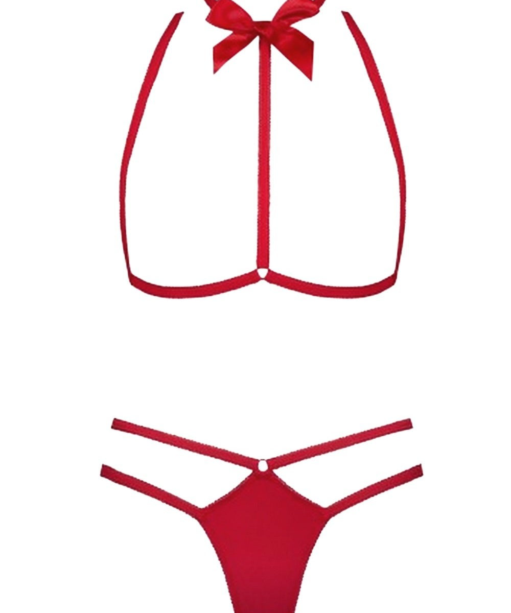 Maison Close Le Petit Secret (Red) Harness and Thong Set | Avec Amour Lingerie