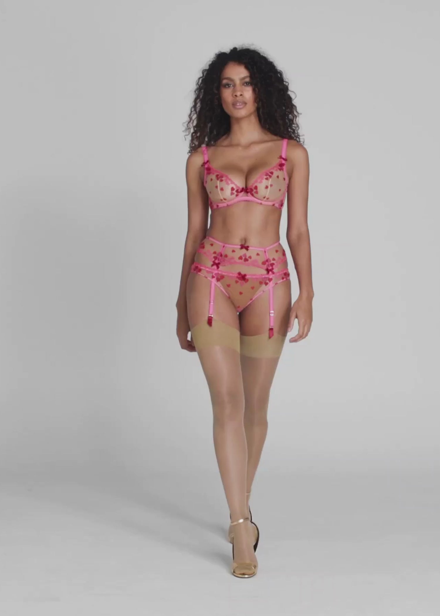 Agent Provocateur Cupid Underwired Plunge Bra (Pink) | Avec Amour Luxury Lingerie