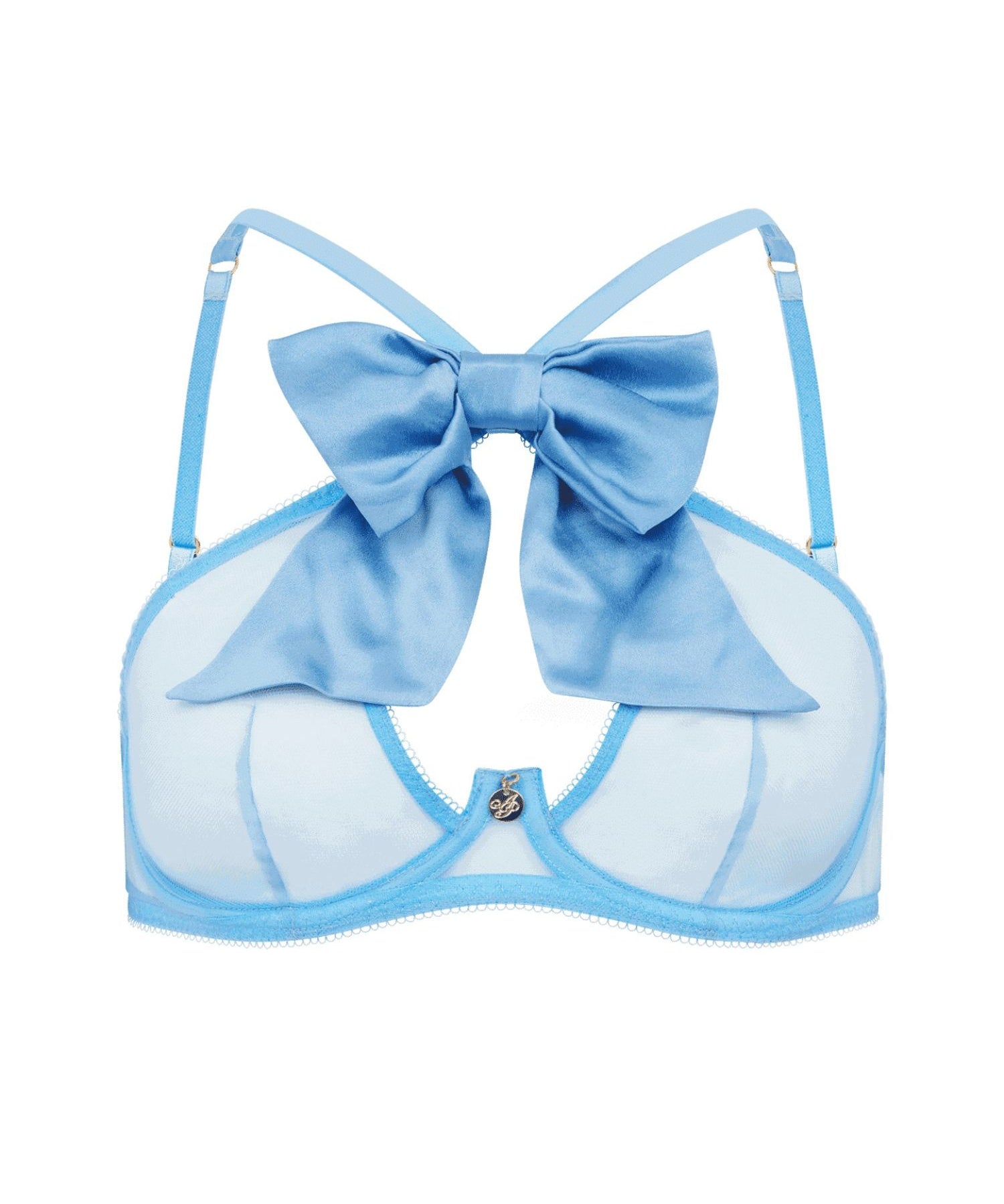 Agent Provocateur Oriana High Neck Underwired Bra (Baby Blue) | Avec Amour Luxury Lingerie