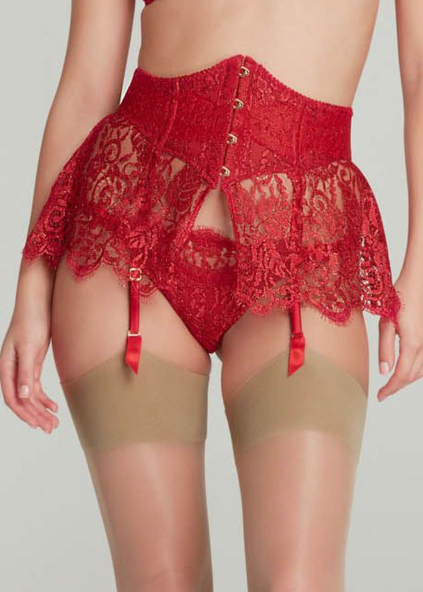Agent Provocateur Kateryna Waspie Suspender (Red) - Valentine's Day Lingerie | Avec Amour Luxury Lingerie