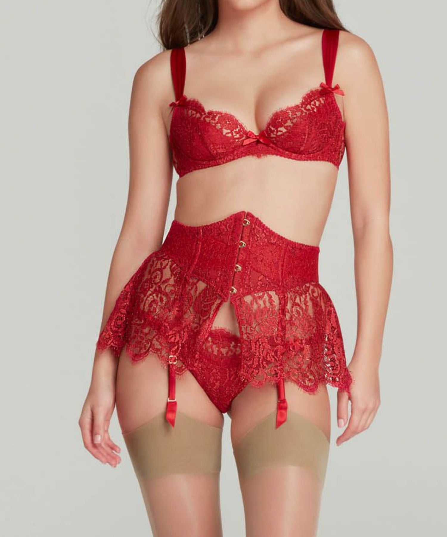 Agent Provocateur Kateryna Waspie Suspender (Red) - Valentine's Day Lingerie | Avec Amour Luxury Lingerie