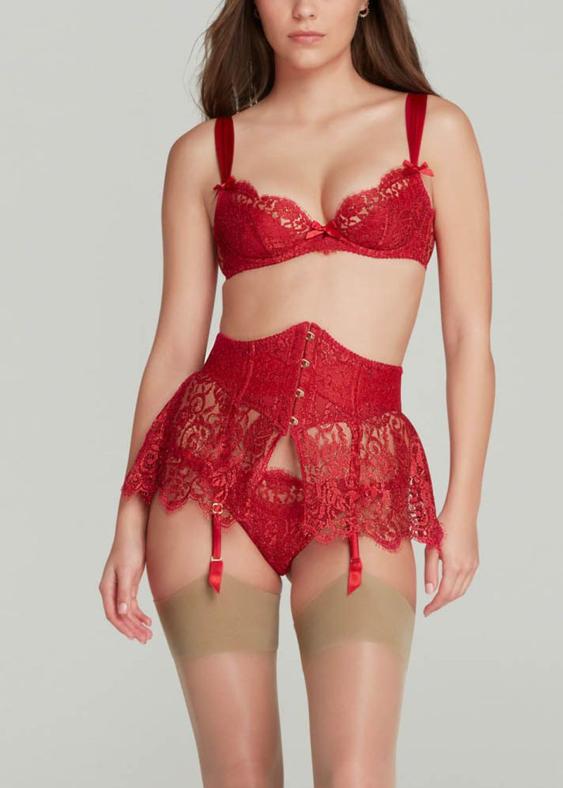 Agent Provocateur Kateryna Waspie Suspender (Red) - Valentine's Day Lingerie | Avec Amour Luxury Lingerie