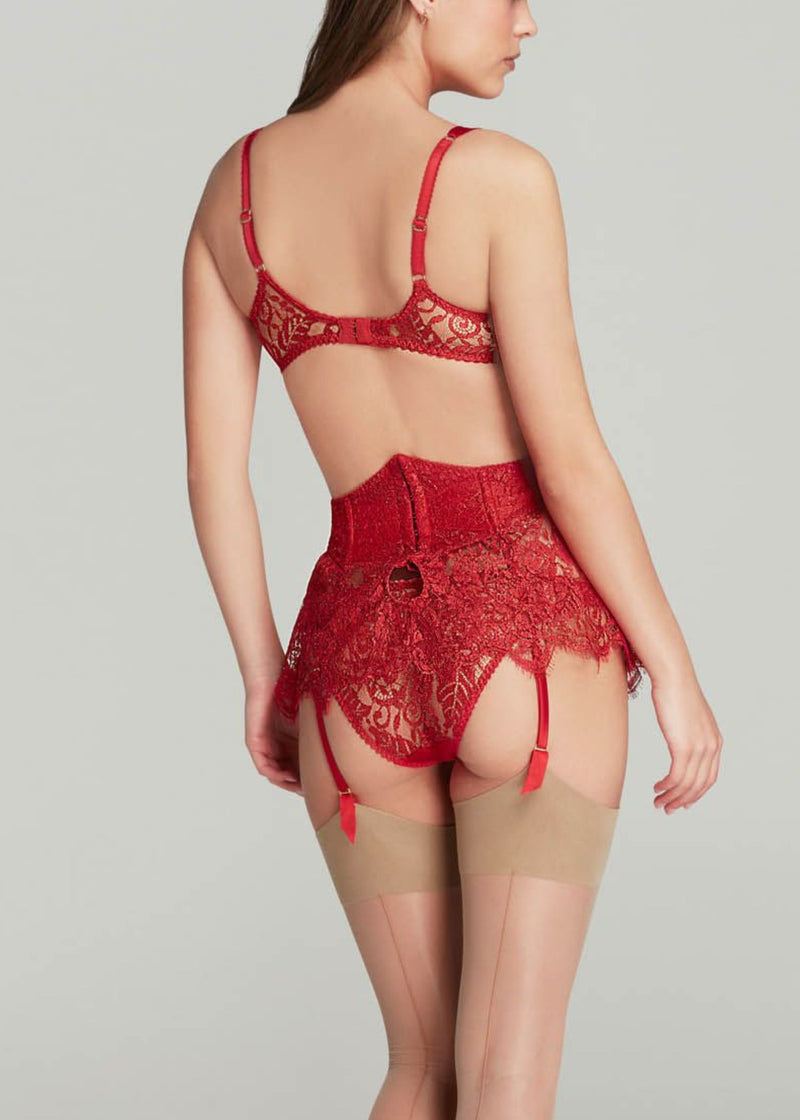 Agent Provocateur Kateryna Waspie Suspender (Red) - Valentine's Day Lingerie | Avec Amour Luxury Lingerie