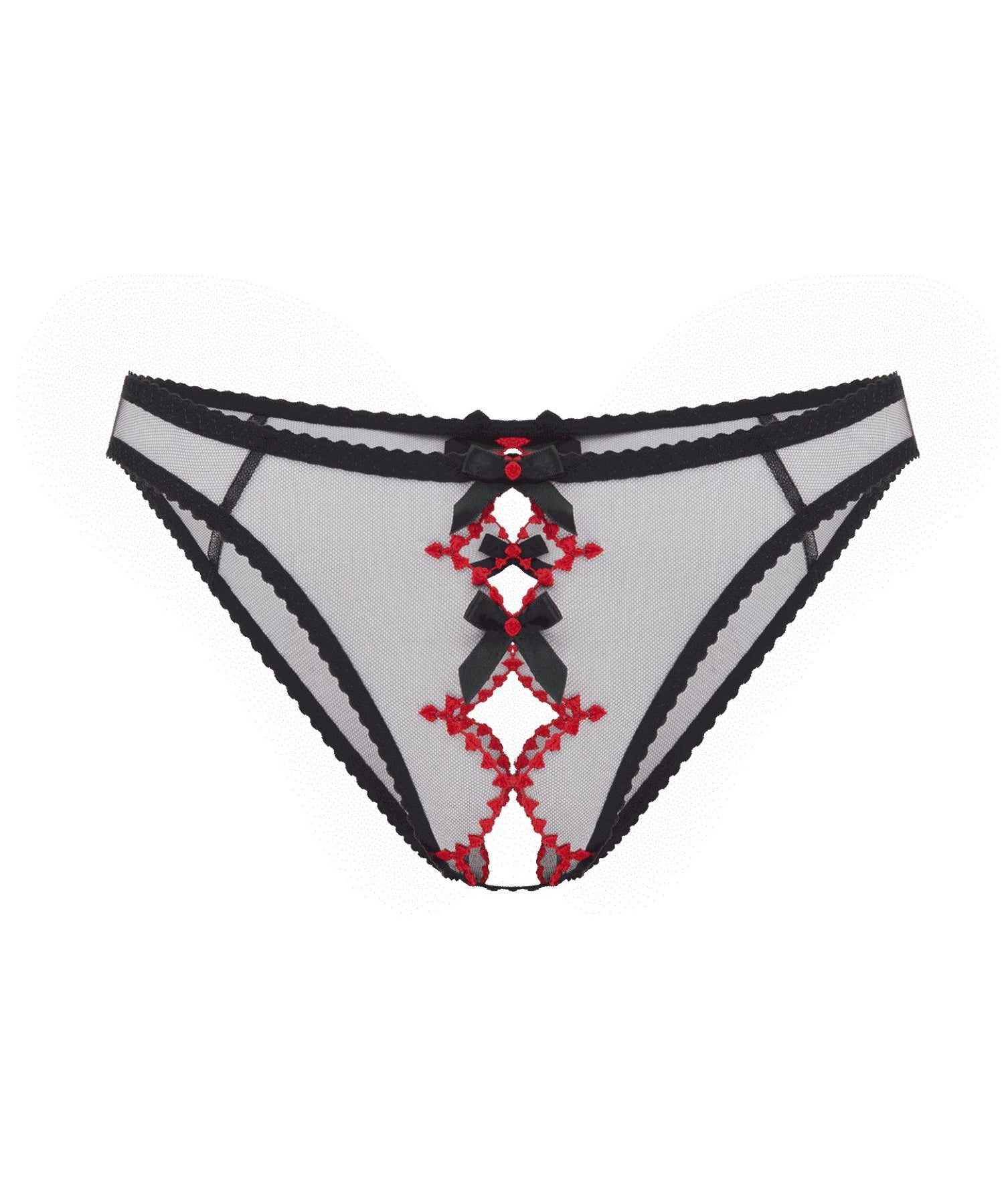 Agent Provocateur Lorna Heart Ouvert Panty (Black/Red) | Avec Amour Luxury Lingerie