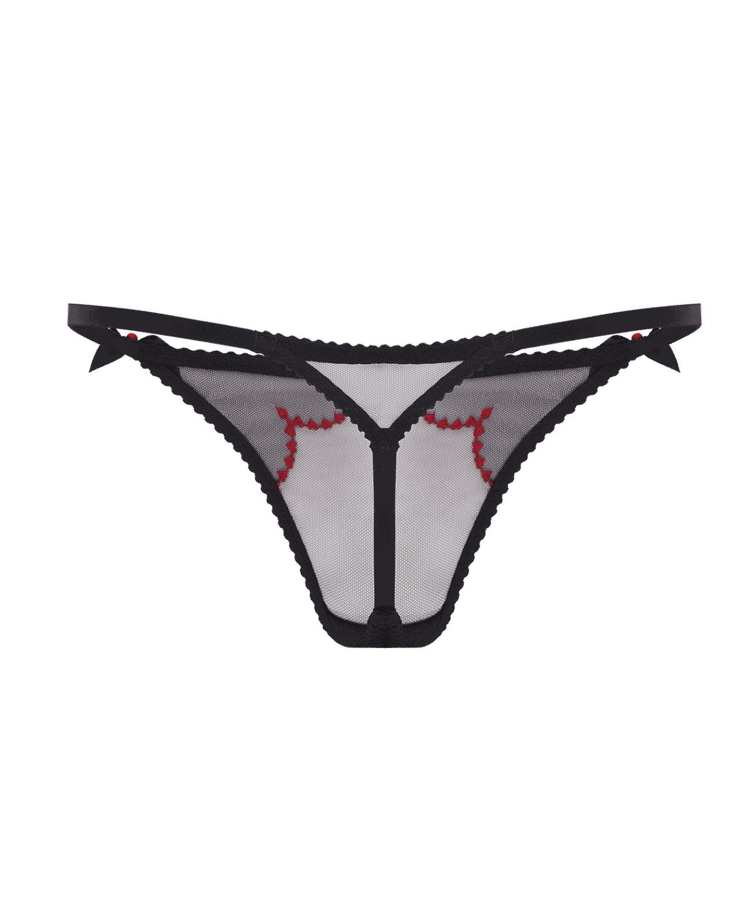 Agent Provocateur Lorna Heart Thong (Black/Red) | Avec Amour Luxury Lingerie