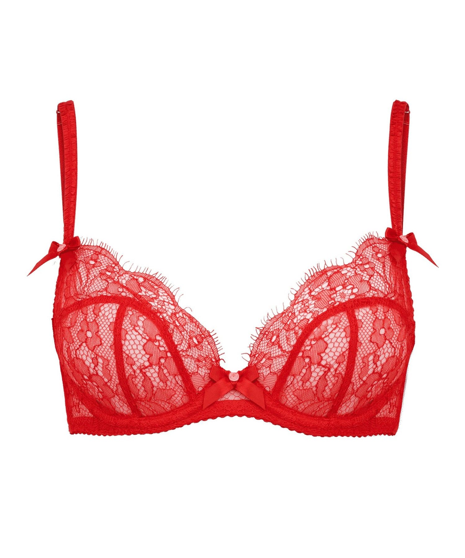 Agent Provocateur Lorna Lace Underwired Plunge Bra (Red) | Avec Amour Luxury Lingerie