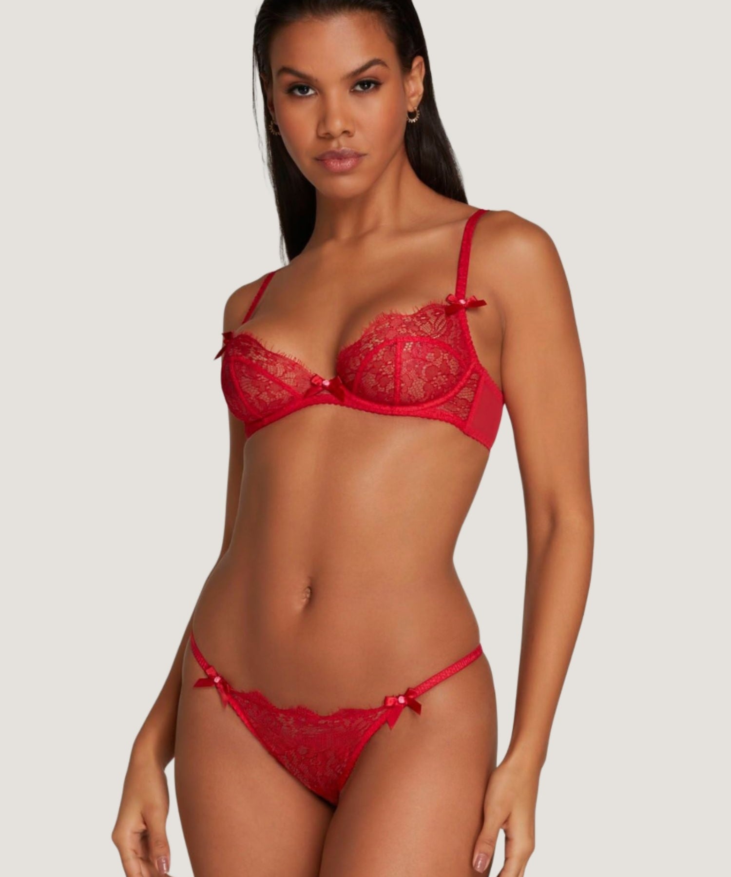 Agent Provocateur Lorna Lace Underwired Plunge Bra (Red) | Avec Amour Luxury Lingerie