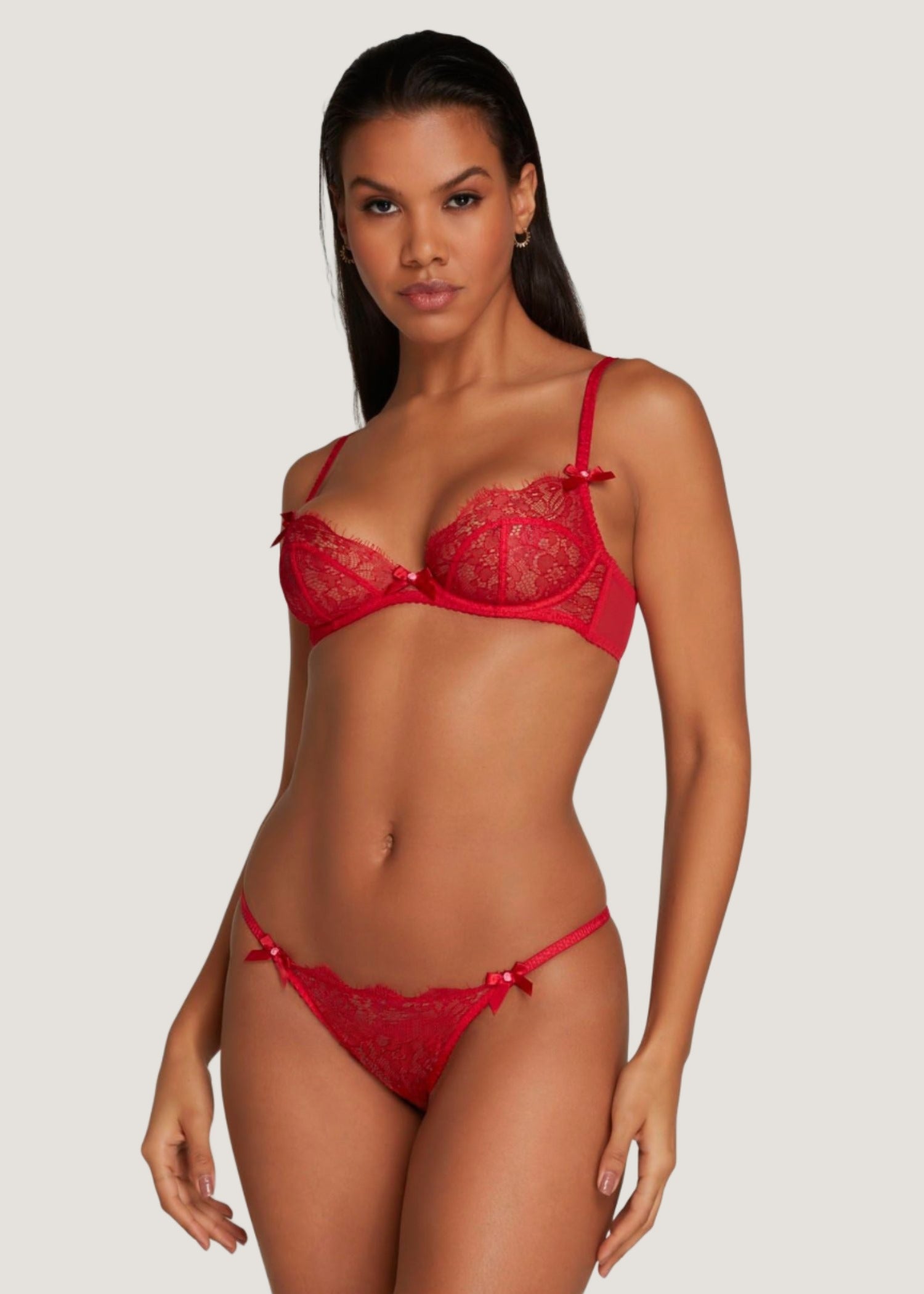 Agent Provocateur Lorna Lace Underwired Plunge Bra (Red) | Avec Amour Luxury Lingerie