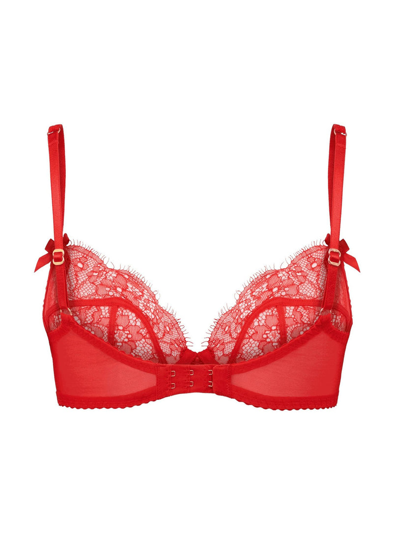Agent Provocateur Lorna Lace Underwired Plunge Bra (Red) | Avec Amour Luxury Lingerie