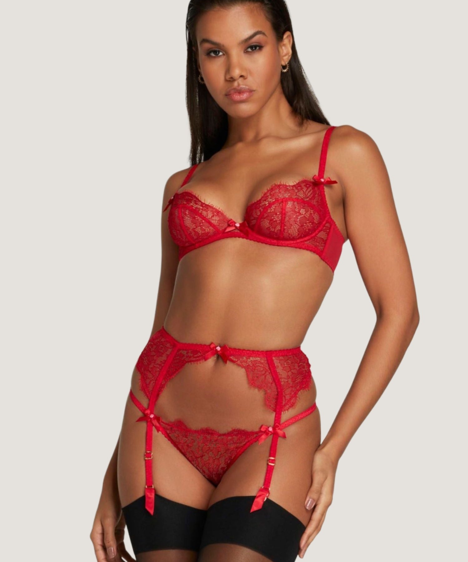 Agent Provocateur Lorna Lace Suspender (Red) | Avec Amour Luxury Lingerie