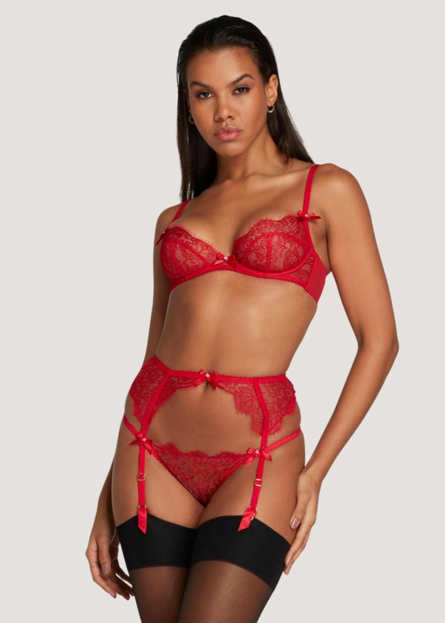 Agent Provocateur Lorna Lace Suspender (Red) | Avec Amour Luxury Lingerie