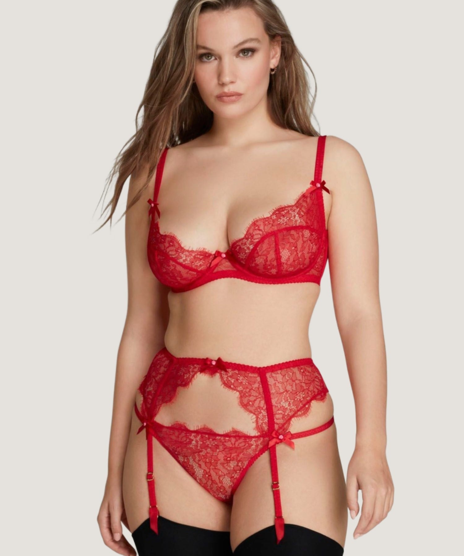 Agent Provocateur Lorna Lace Suspender (Red) | Avec Amour Luxury Lingerie