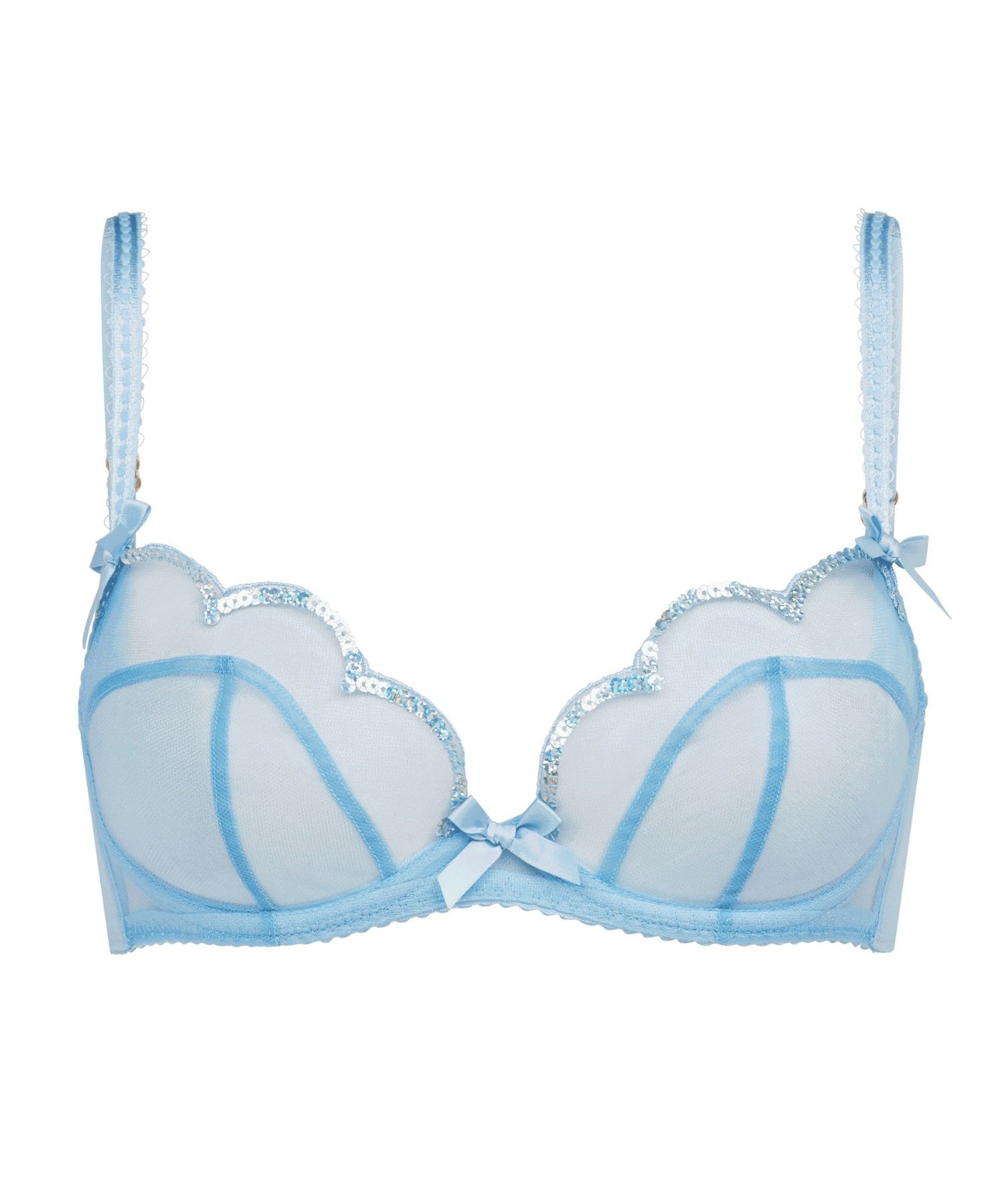 Agent Provocateur Lorna Party Underwired Plunge Bra (Baby Blue) | Avec Amour Luxury Lingerie