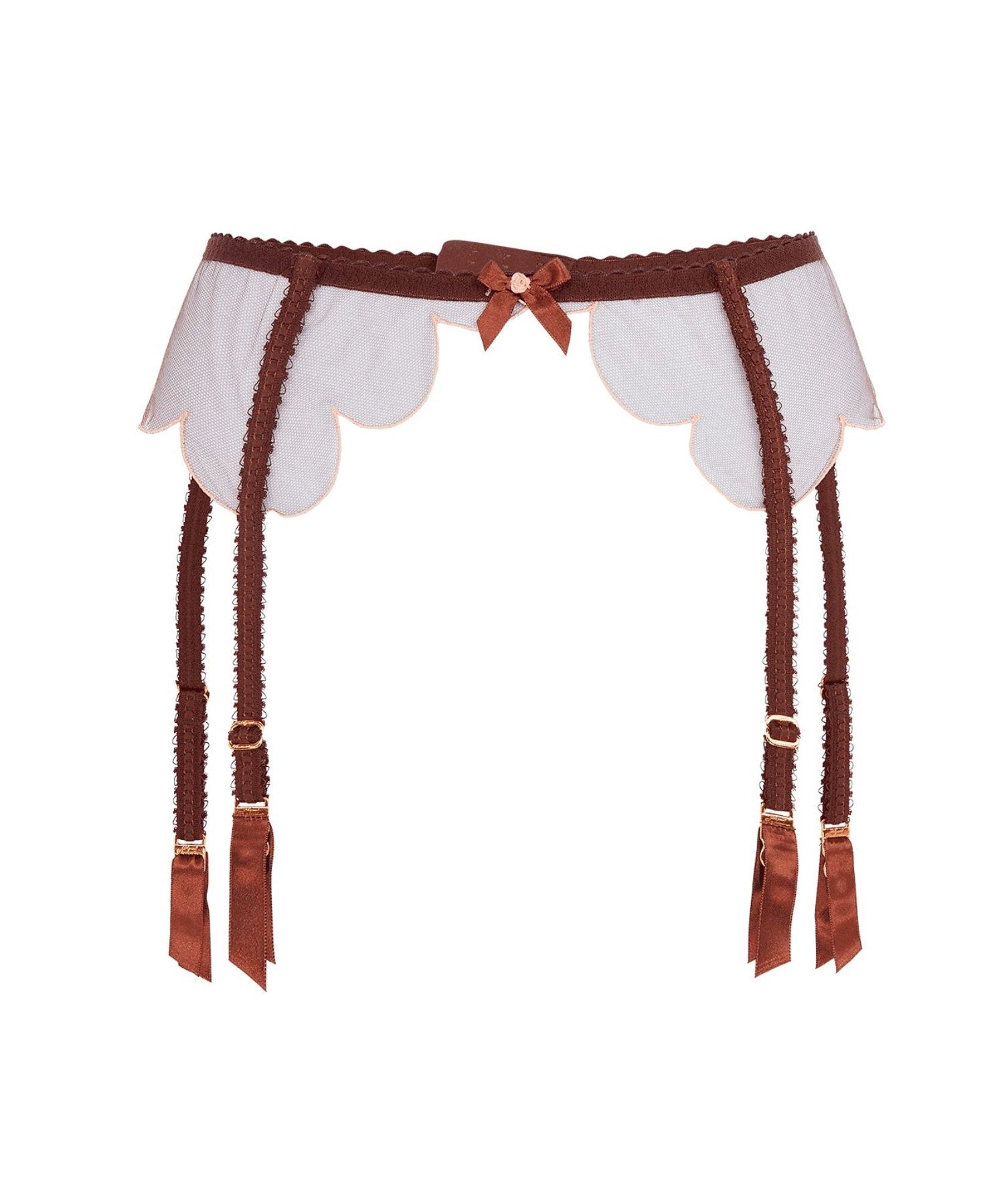Agent Provocatuer Lorna Suspender Belt (Chestnut / Peach) | Avec Amour Sexy Lingerie